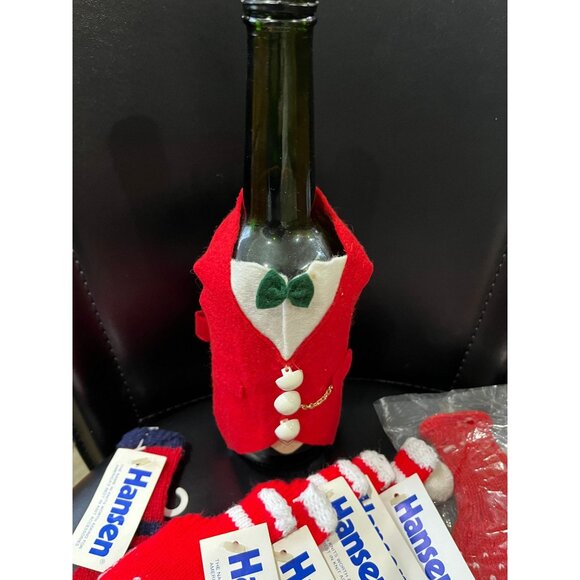 Lot of 4 Knit Christmas Liquor Bottle Sleeve Covers & 5 Mini Liquor Cover NWT - Picture 3 of 10